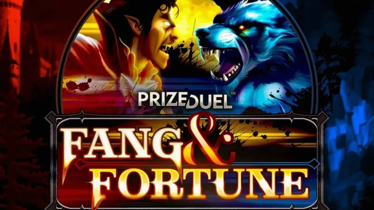 Tampilan visual slot Fang & Fortune dengan tema pertarungan vampir dan manusia serigala