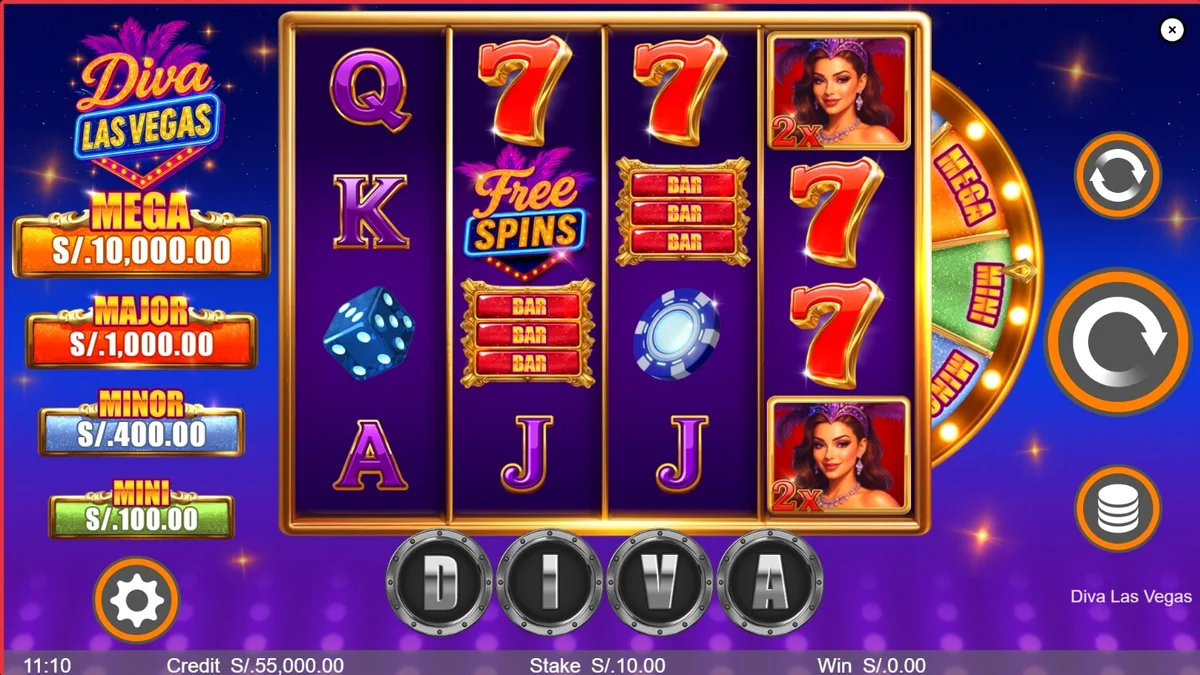 Tampilan visual slot Diva Las Vegas dengan tema panggung mewah